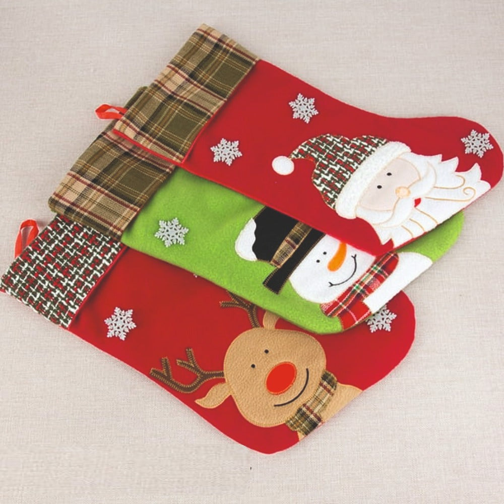 Plaid & Pine Stocking- Set of 3