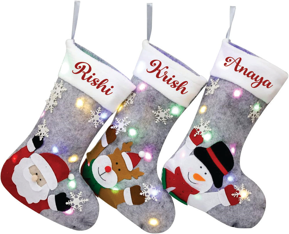 Twinkling Lights Stockings- Snowman