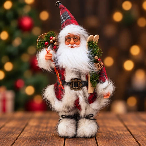 12 Inch Plaid Santa Decor