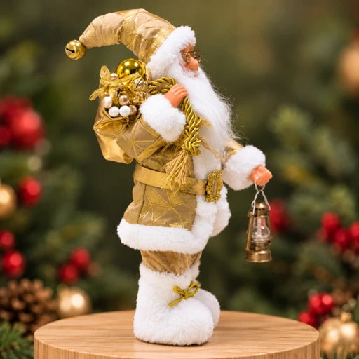 12 Inch Regal Gold Santa Decor