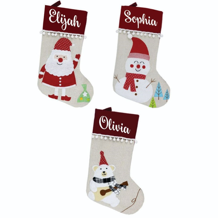 Babble Wrap Pom-Pom Fiesta Stockings - Snowy Snowman