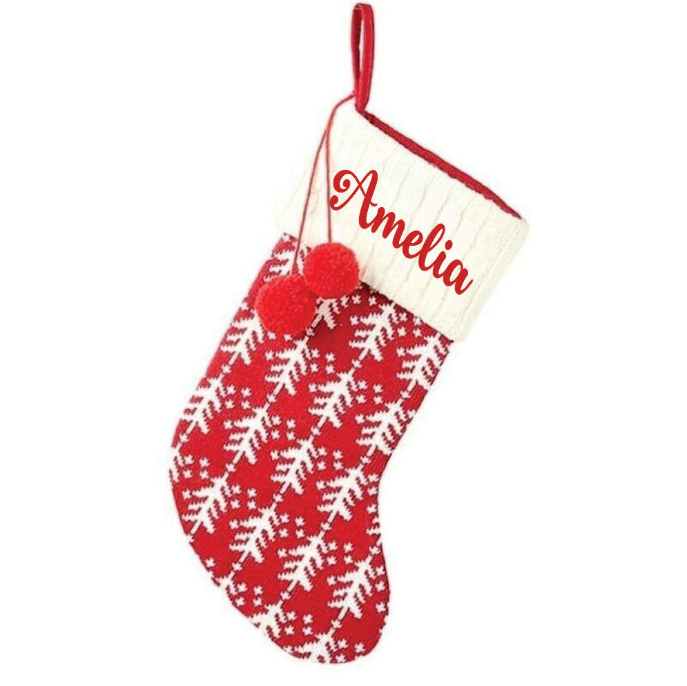 Babble Wrap Holiday Chevron Cheer Stockings- Red & White Christmas Tree