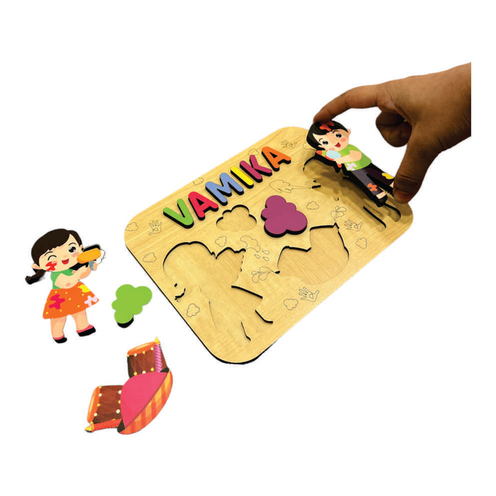 Holi Wooden Name Puzzle- Festive Fun