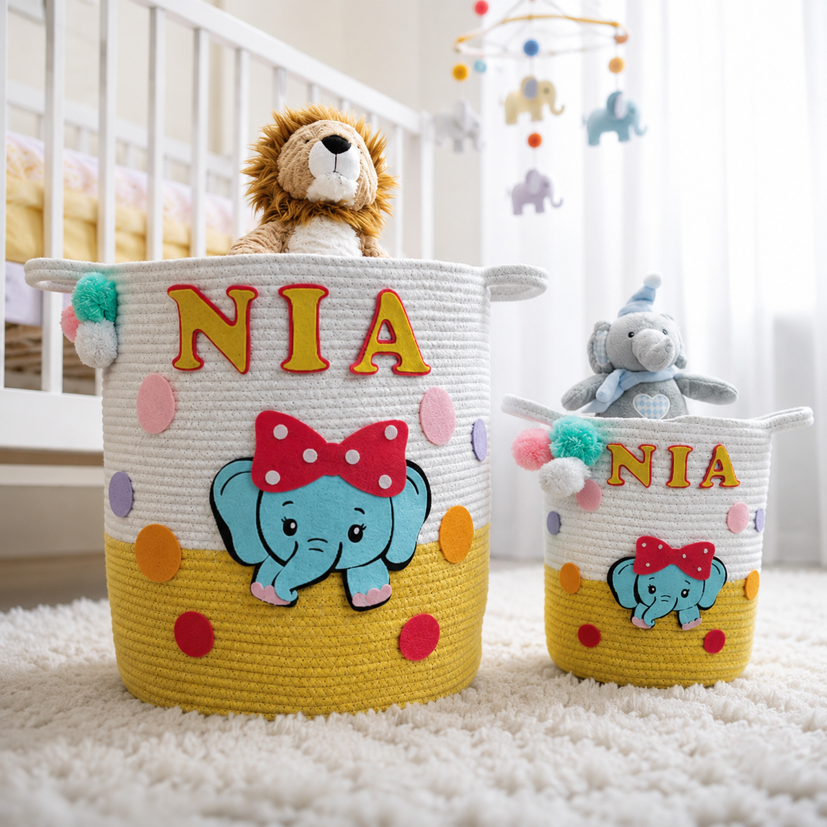 Babble Wrap Jute Cotton Storage Basket -Ellie’s Carnival