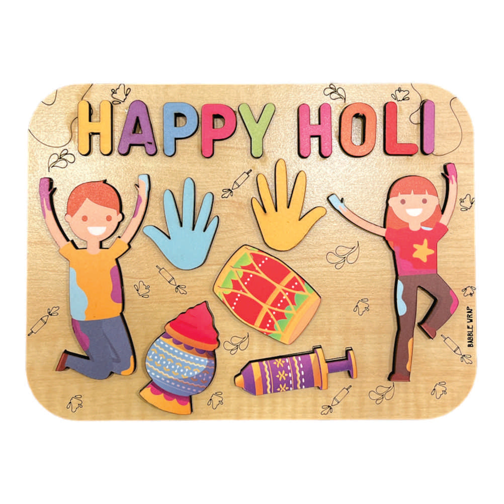 Holi Wooden Name Puzzle- Color Burst