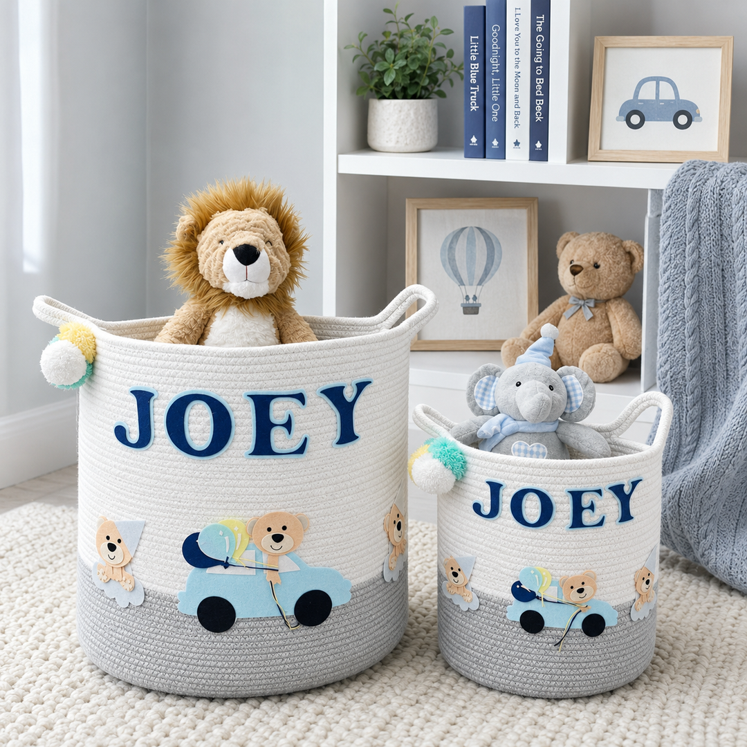 Babble Wrap Jute Cotton Storage Basket - Bear's Joyride