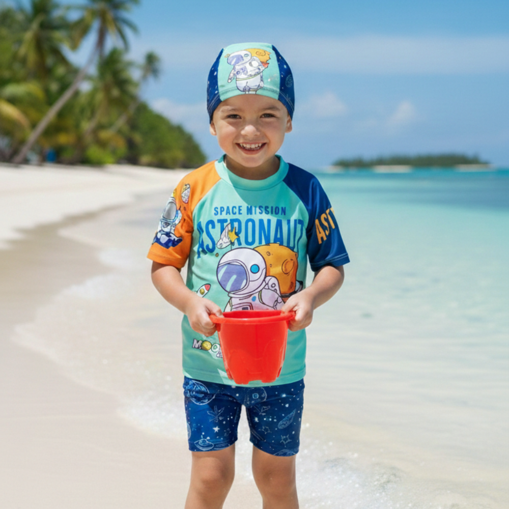 2 pcs Little Space Explorer Swim Set with Cap