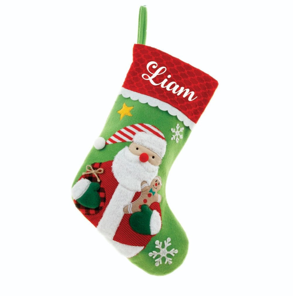 Babble Wrap Gingerbread Glee Stocking- Happy Santa