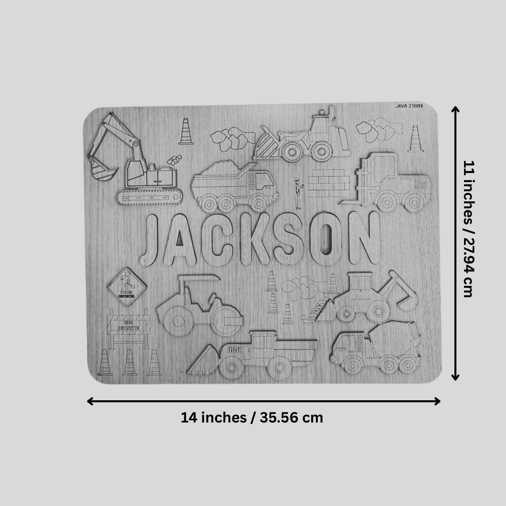Personalised Wooden Name Puzzle- Construction Site