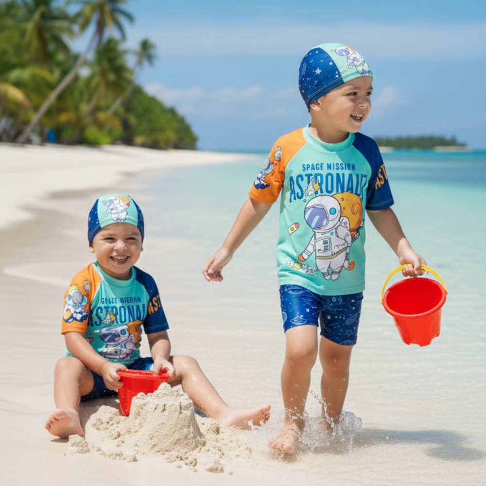 2 pcs Little Space Explorer Swim Set with Cap