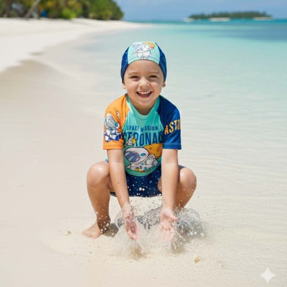 2 pcs Little Space Explorer Swim Set with Cap