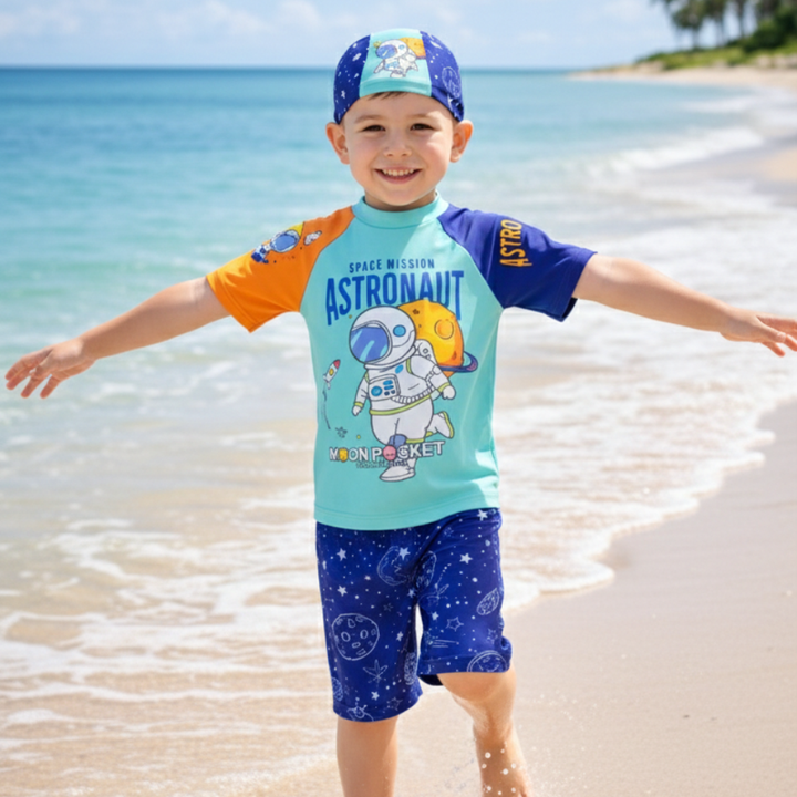 2 pcs Little Space Explorer Swim Set with Cap