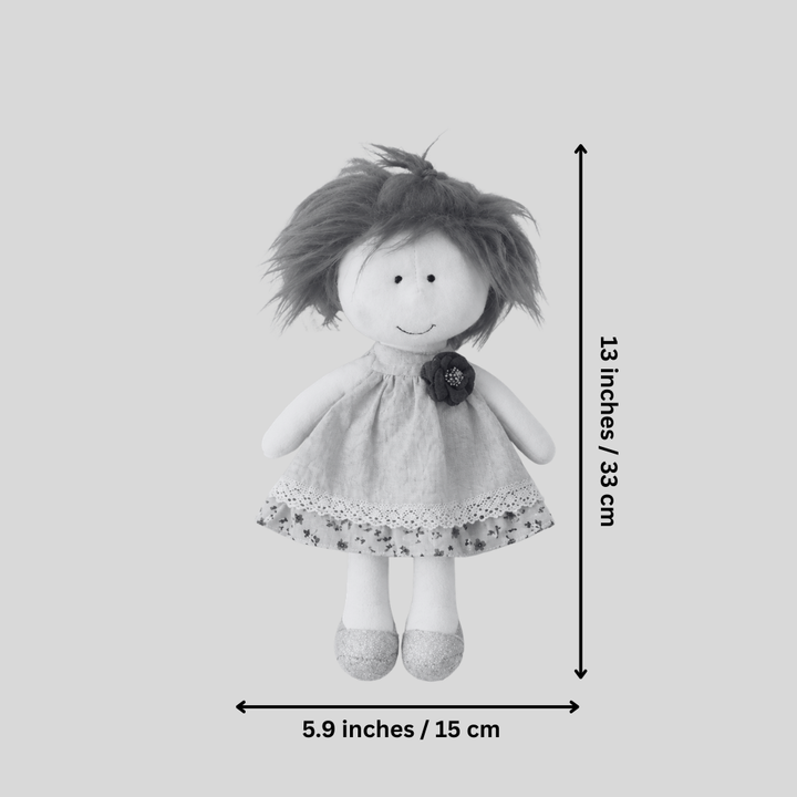 Plush Doll - Blue Flower Brooch