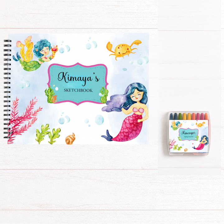 Sketch Books With Personalized Crayons -  Mystical Mermaids