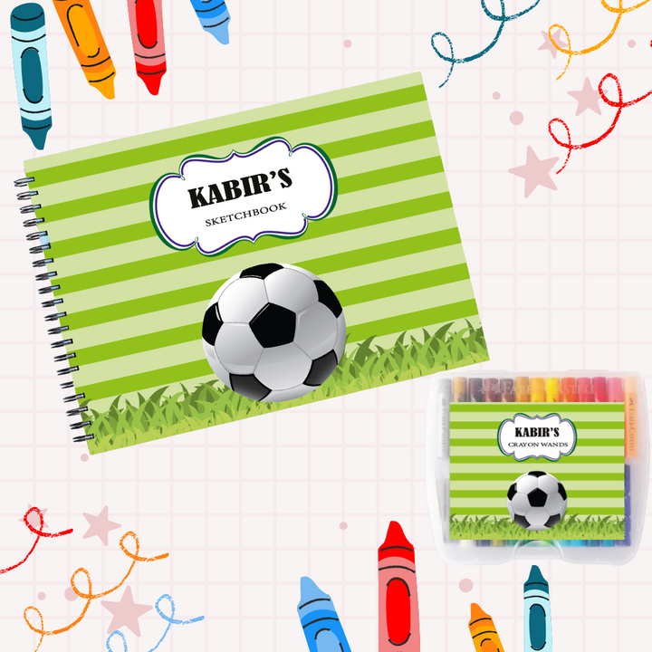 Sketch Books With Personalized Crayons -  Football Frenzy