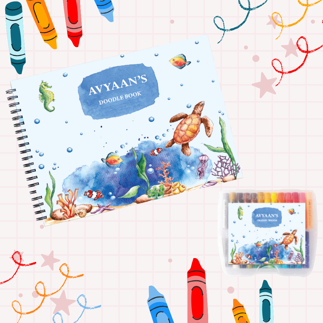 Sketch Books With Personalized Crayons -  Under the Sea