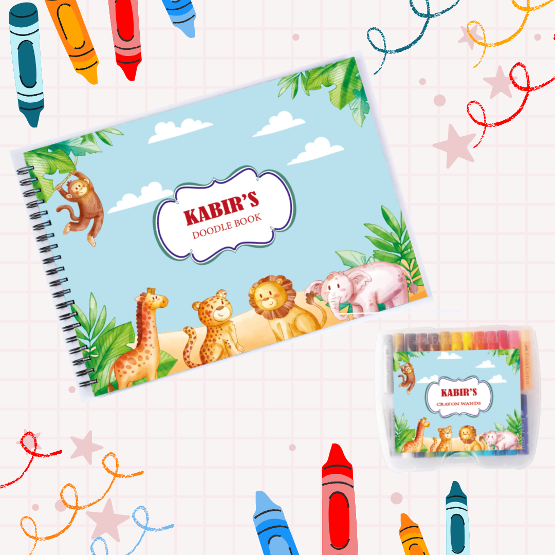 Sketch Books With Personalized Crayons - Jungle Joy