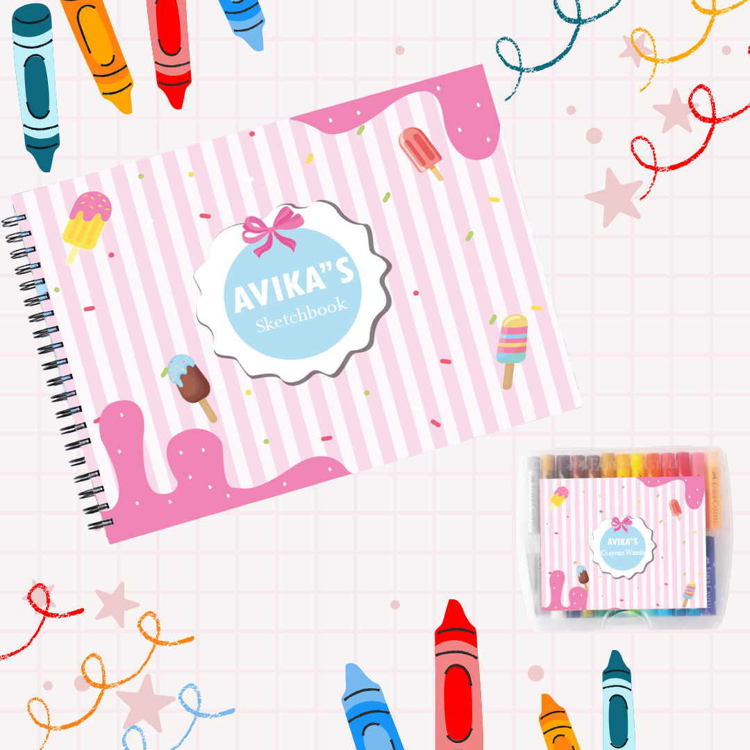Sketch Books With Personalized Crayons - Ice Cream Delights