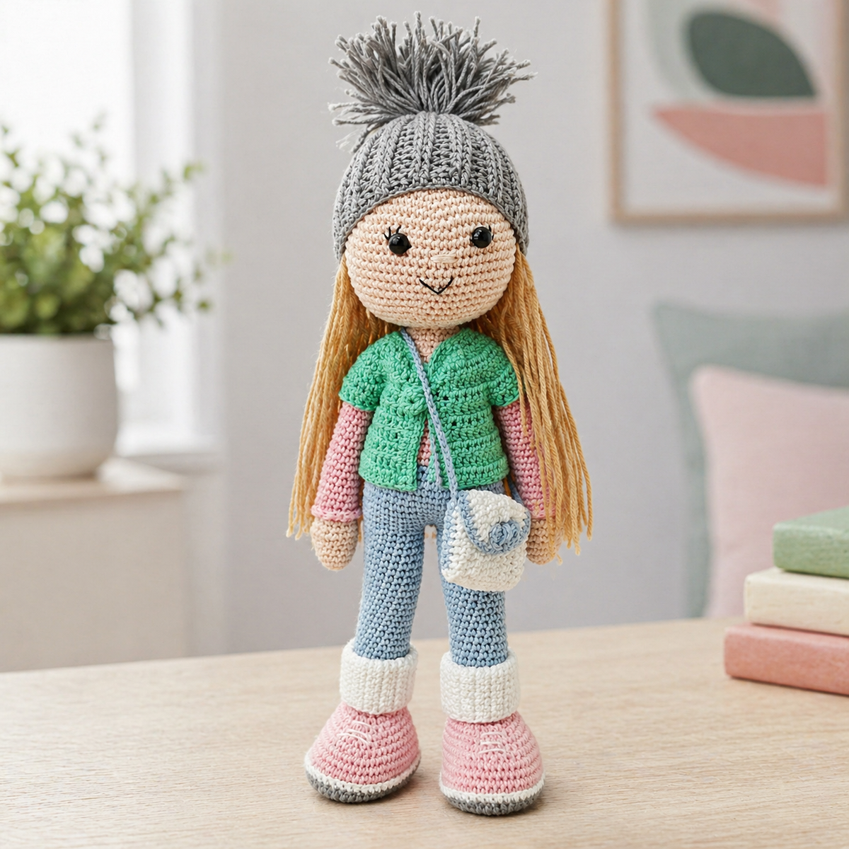 Crochet Doll - Beanie Belle (Aqua-Blue)