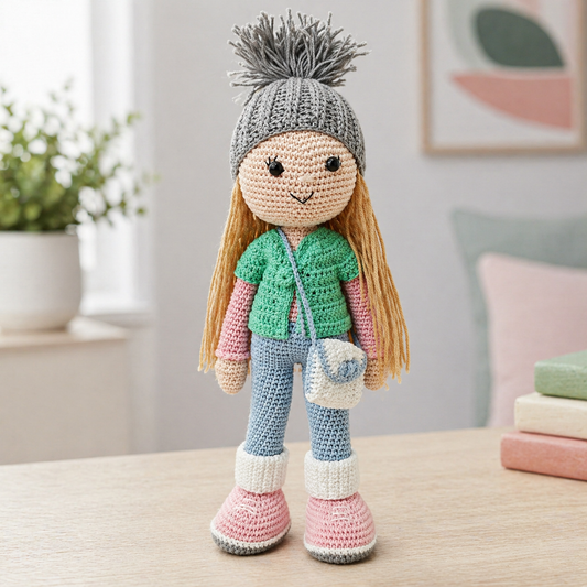 Crochet Doll - Beanie Belle (Aqua-Blue)
