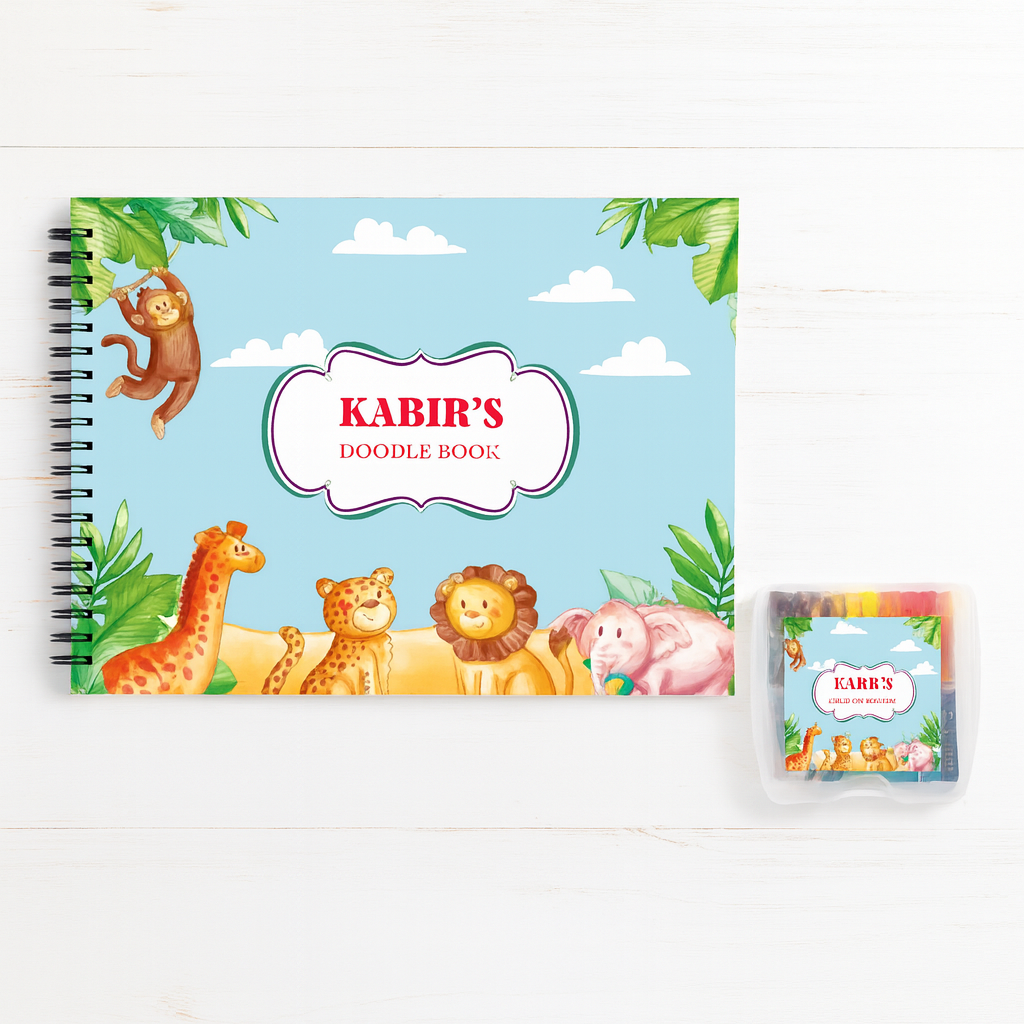 Sketch Books With Personalized Crayons - Jungle Joy