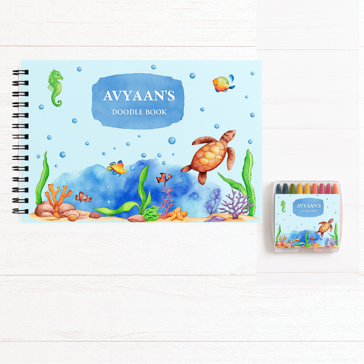 Sketch Books With Personalized Crayons -  Under the Sea