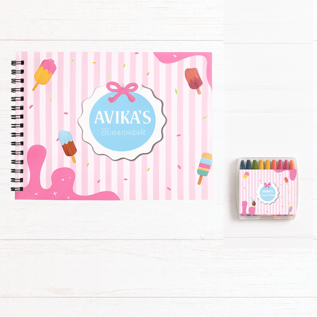 Sketch Books With Personalized Crayons - Ice Cream Delights