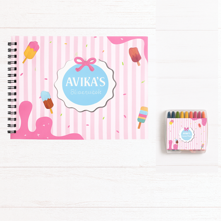 Sketch Books With Personalized Crayons - Ice Cream Delights