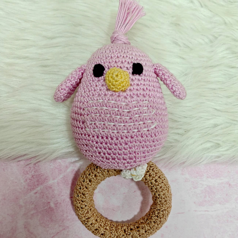Crochet Rattle - Blush Birdie