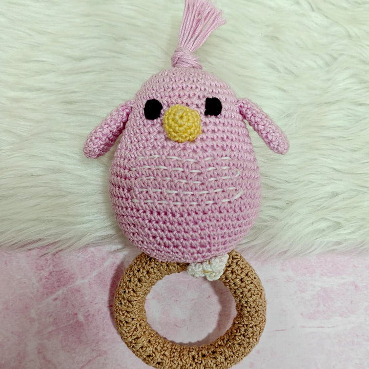 Crochet Rattle - Blush Birdie
