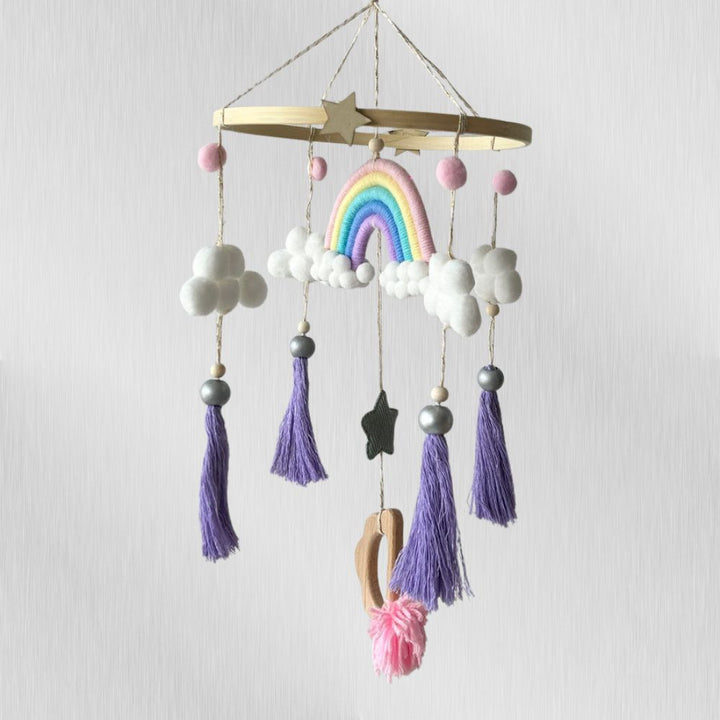 Babble Wrap Macrame Cot / Crib Mobile - Rainbow Dreams