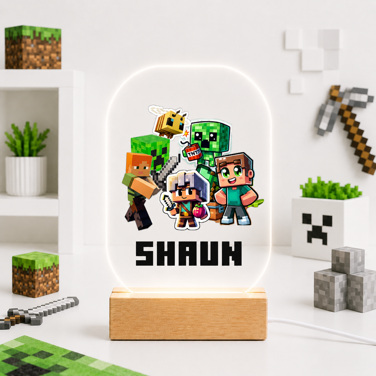 Acrylic LED Night Lamp - Pixel Craft Heroes