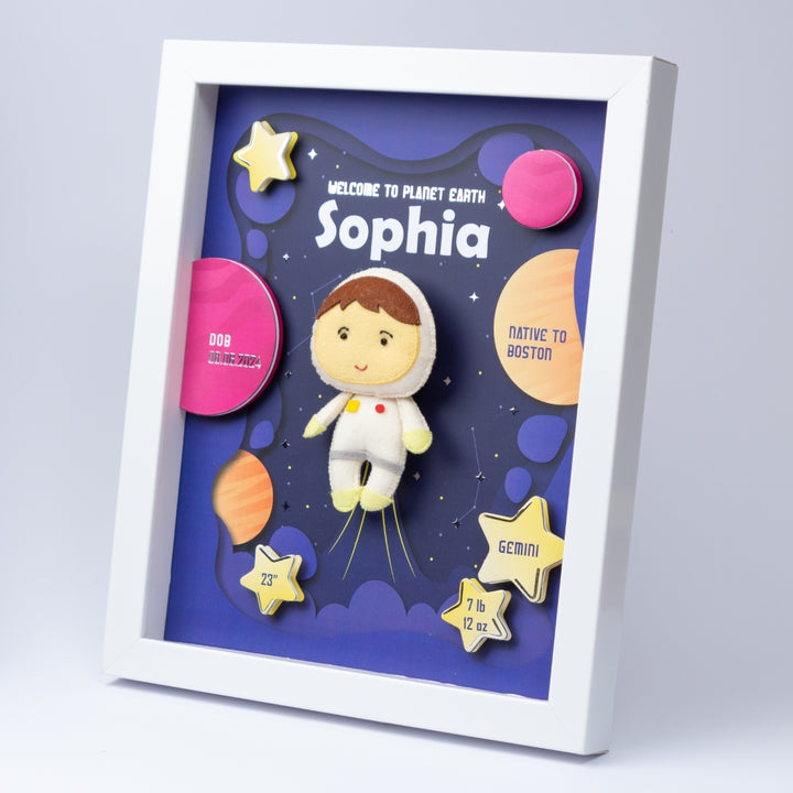 Shadow Box Frame with Silver Foil - Astronaut