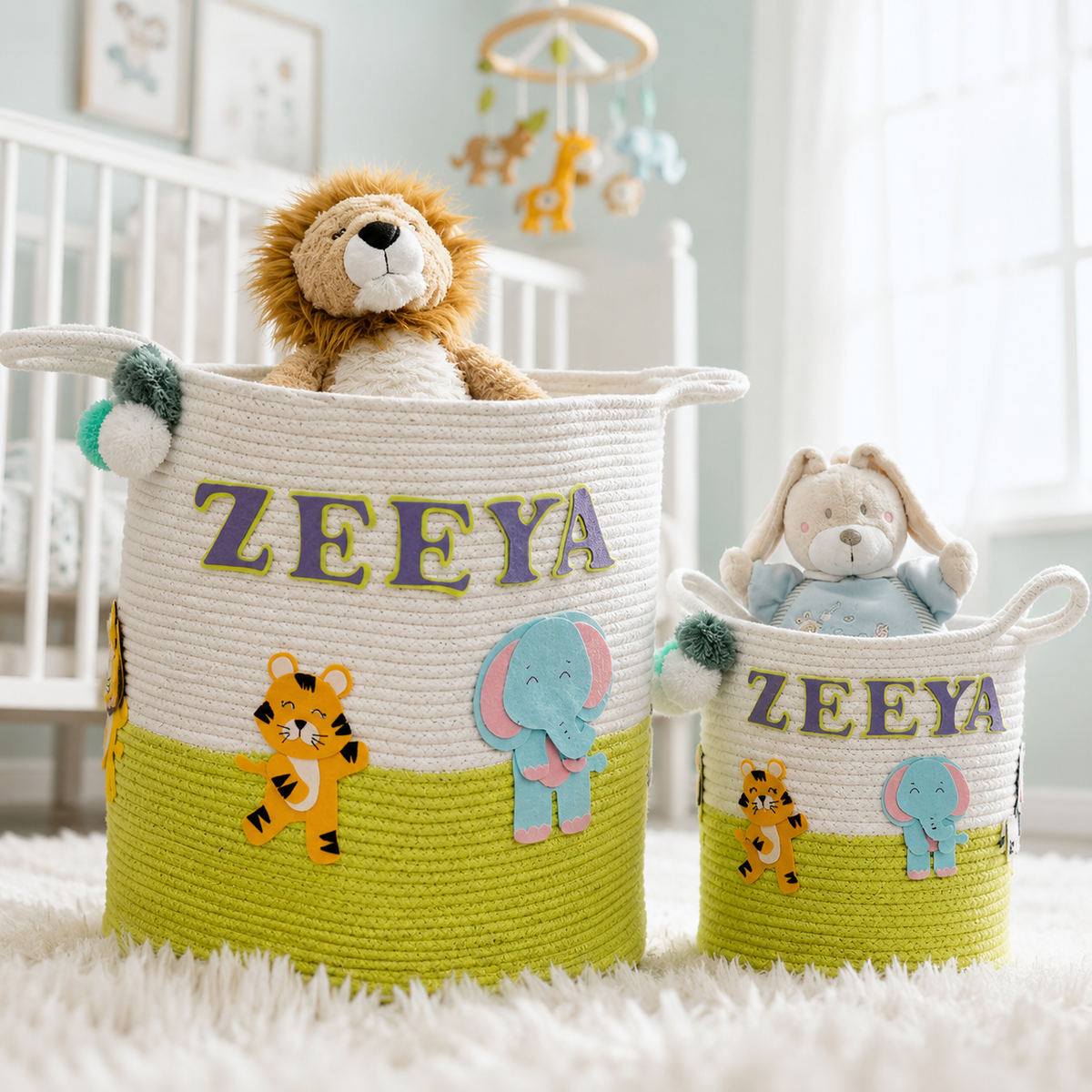 Babble Wrap Jute Cotton Storage Basket - Animal Kingdom