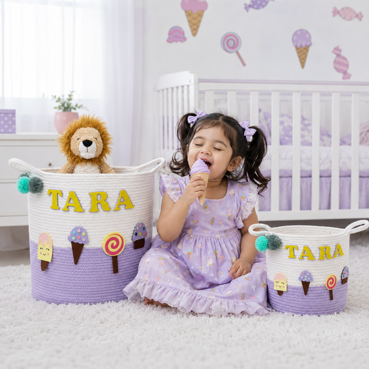 Babble Wrap Jute Cotton Storage Basket - Sweet Treats