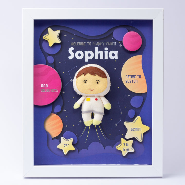 Shadow Box Frame with Silver Foil - Astronaut