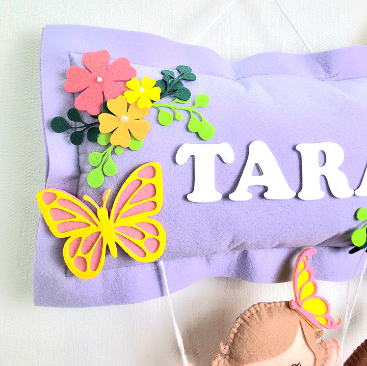 Babble Wrap Butterfly Blossoms Name Hanging