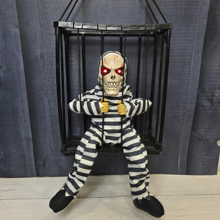 Animated Hanging Skeleton Cage – Haunted Prisoner