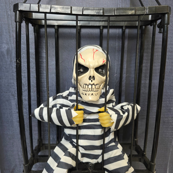 Animated Hanging Skeleton Cage – Haunted Prisoner