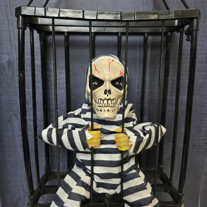 Animated Hanging Skeleton Cage – Haunted Prisoner