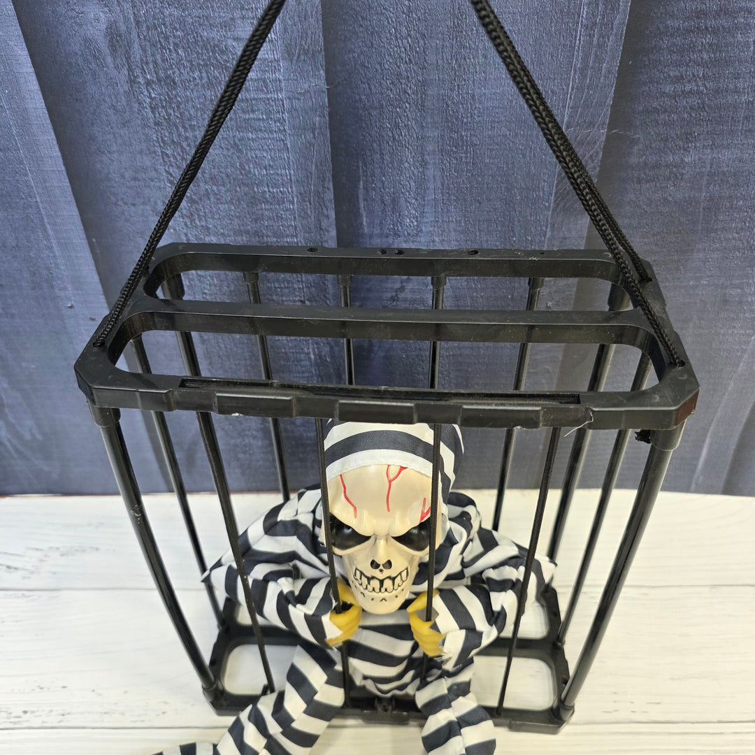 Animated Hanging Skeleton Cage – Haunted Prisoner