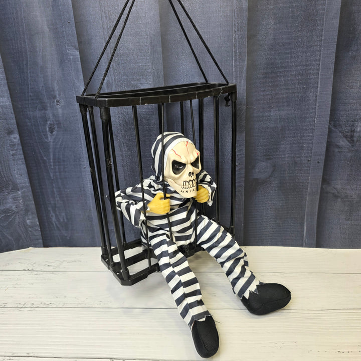 Animated Hanging Skeleton Cage – Haunted Prisoner