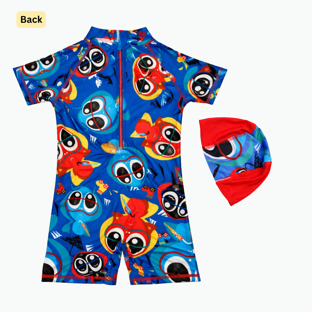 2 pcs Happy Splash Monsters Swim Suit with Cap