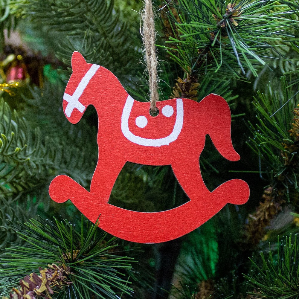 Babble Wrap Radiant Red Ornaments- Rocking Horse