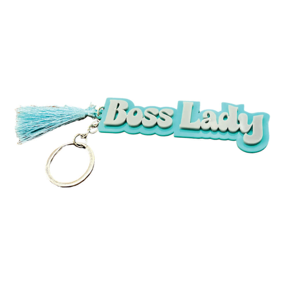 2 Layer Personalized Keychain- Blue Grey