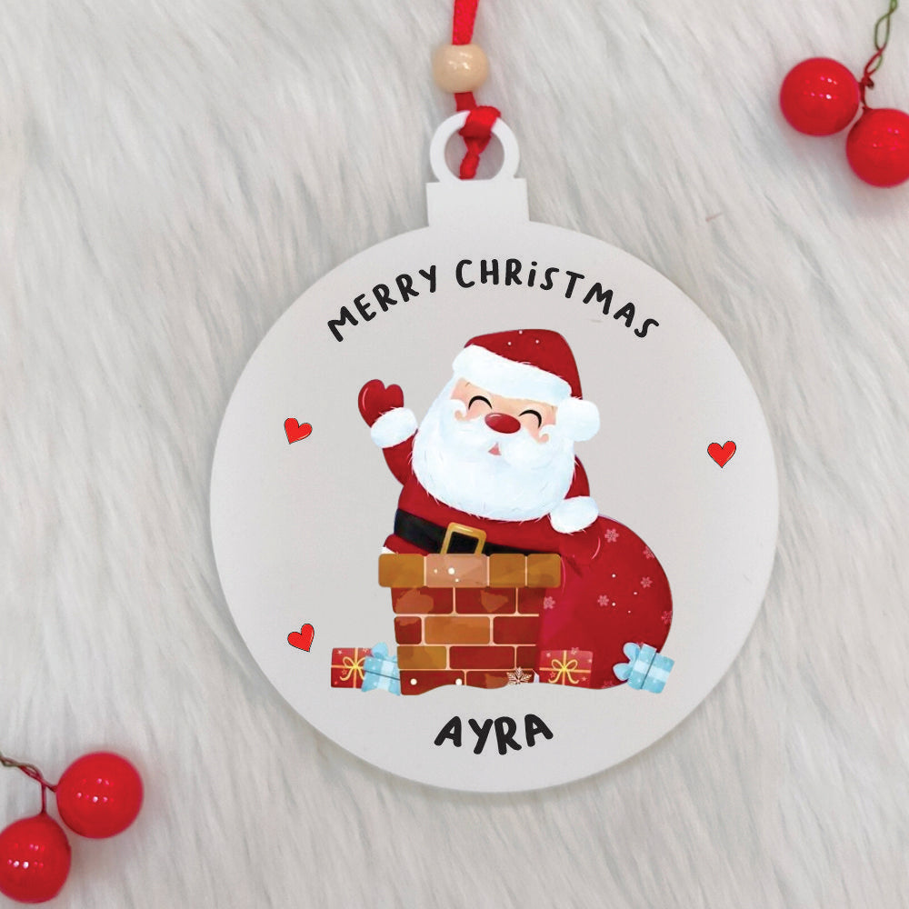 Babble Wrap Santa In a Chimney Ornament