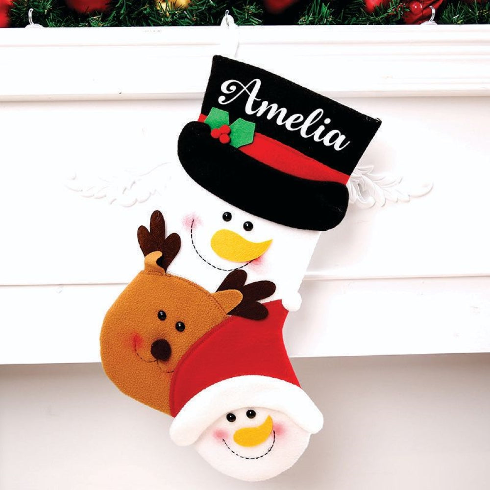 Babble Wrap Happy Family Stockings- Snowman (Black Cap)