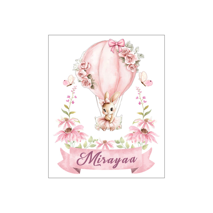 Birth Statistics Frame - Blossom Bunny Balloon