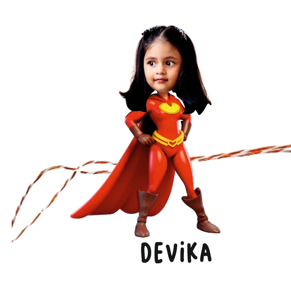 Babble Wrap Personalised Caricature Rakhi - Super Girl