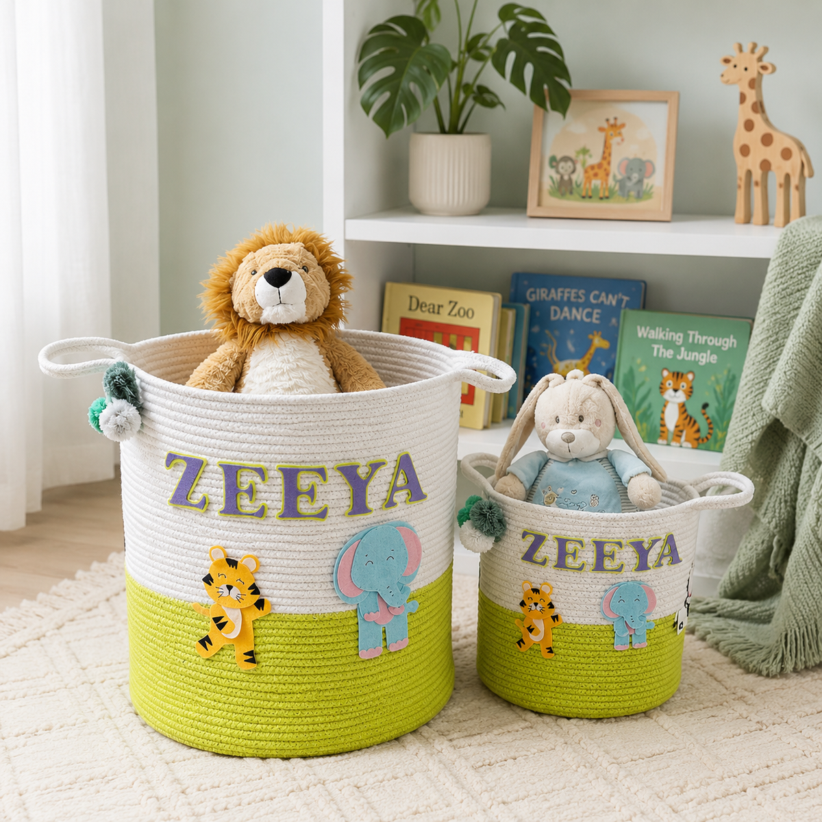 Babble Wrap Jute Cotton Storage Basket - Animal Kingdom